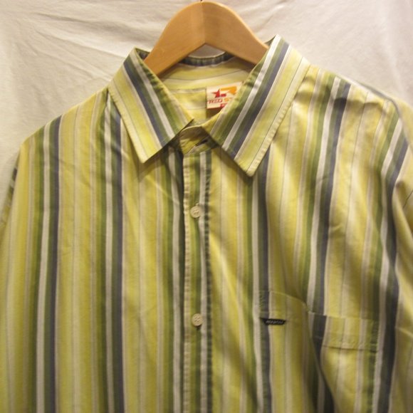 UNIQUE RED STAR BUTTON DOWN SHIRT, 1 POCKET, STRIPED, 4XL MENS - Picture 2 of 8